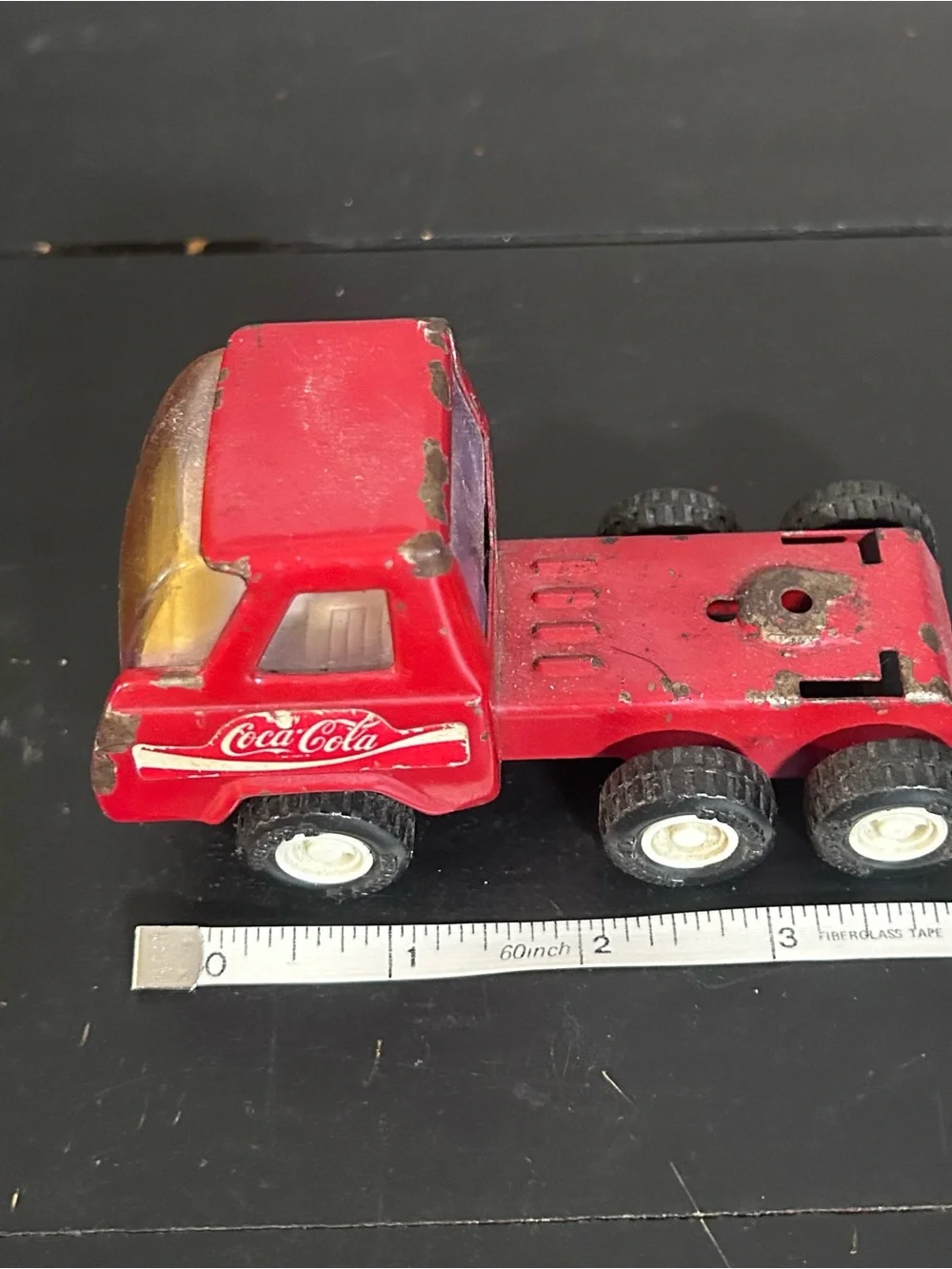 Coca Cola Red Vintage Toy Truck with White Wheel Hubs